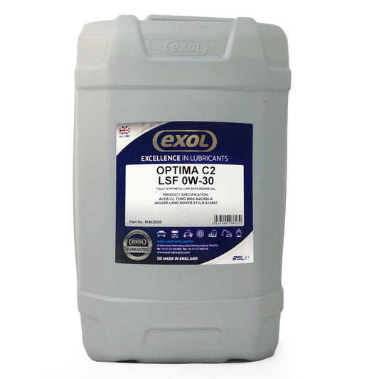 EXOL OPTIMA FULLY SYNTHETIC LOW SAPS ENGINE OIL C2 LSF 0W-30 25 LITRE