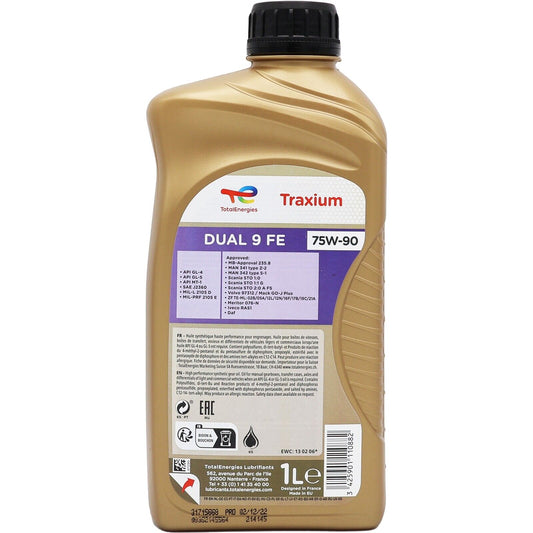 Mouseover Image, TotalEnergies Transmission Dual 9 FE 75W-90 Gear Oil - 1 Litre