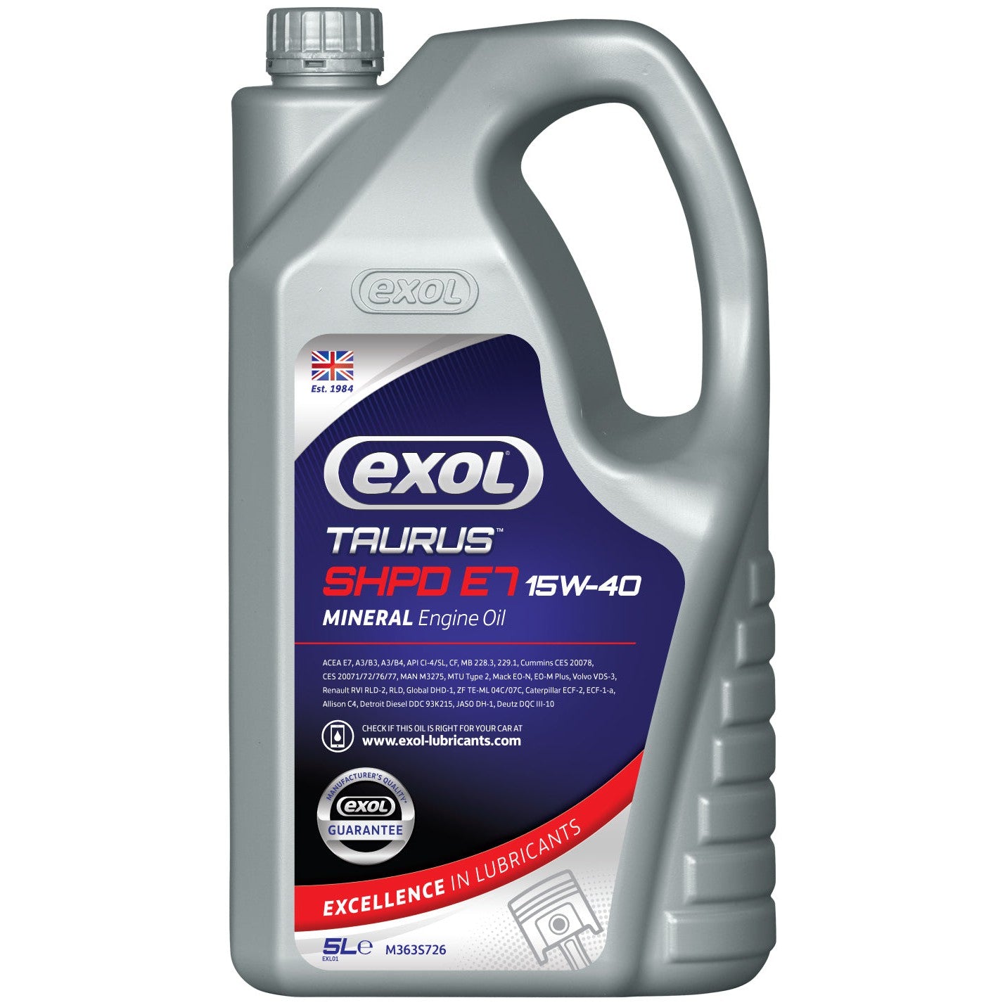EXOL Taurus SHPD E7 15W-40 Engine Oil (M363) 5 Litres