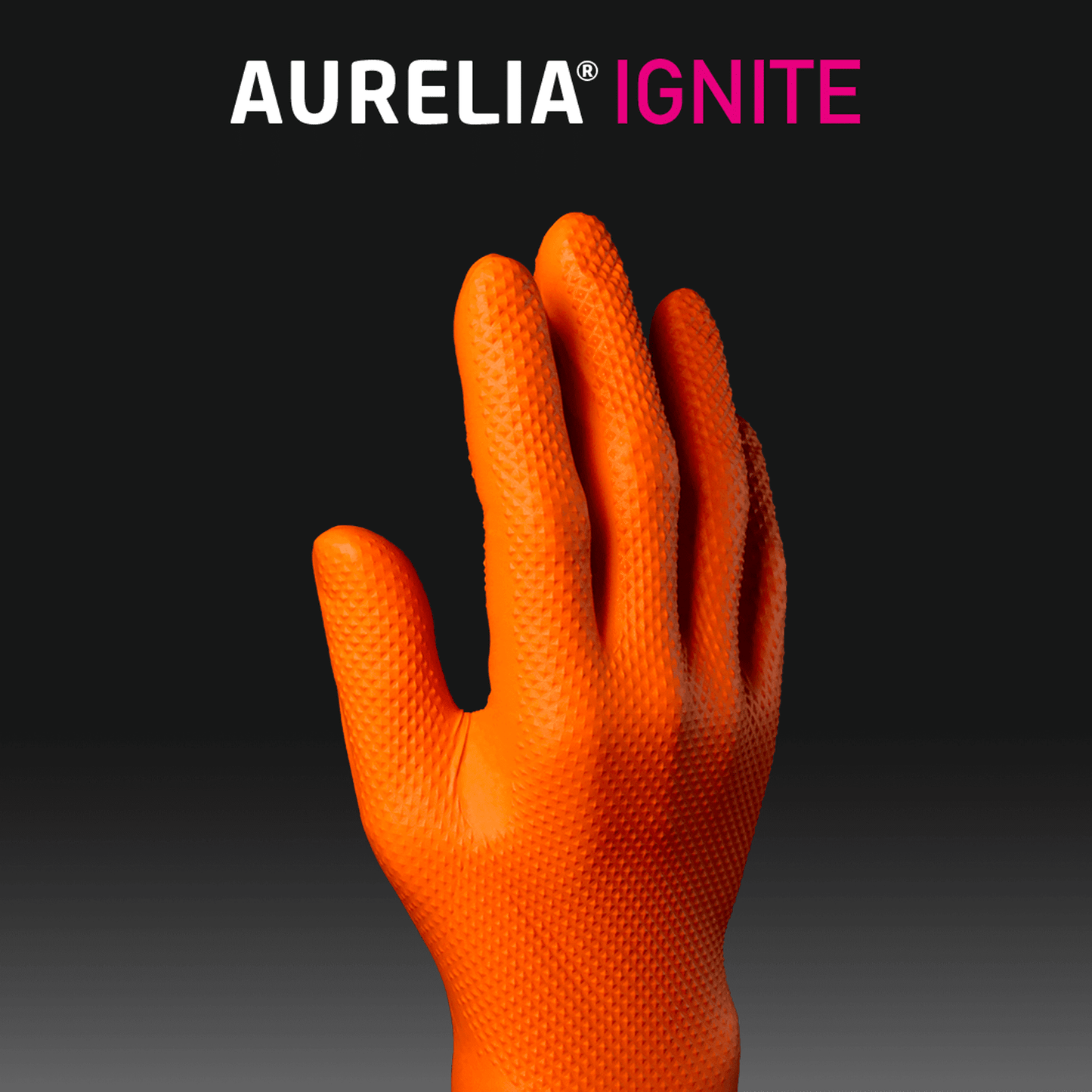 Aurelia Ignite Extra Strong, Thick Heavy Duty Orange Nitrile Gloves
