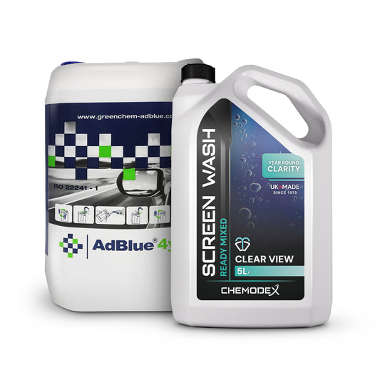 Screen Wash Ready Mix Clear View 5 Litre+ GreenChem AdBlue 10 Litre Bundle