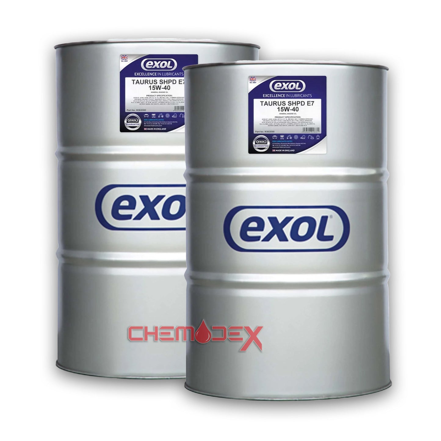 2 X Exol Lubricants Taurus SHPD E7 15W-40 205 Litres High Performance Diesel Engine Oil