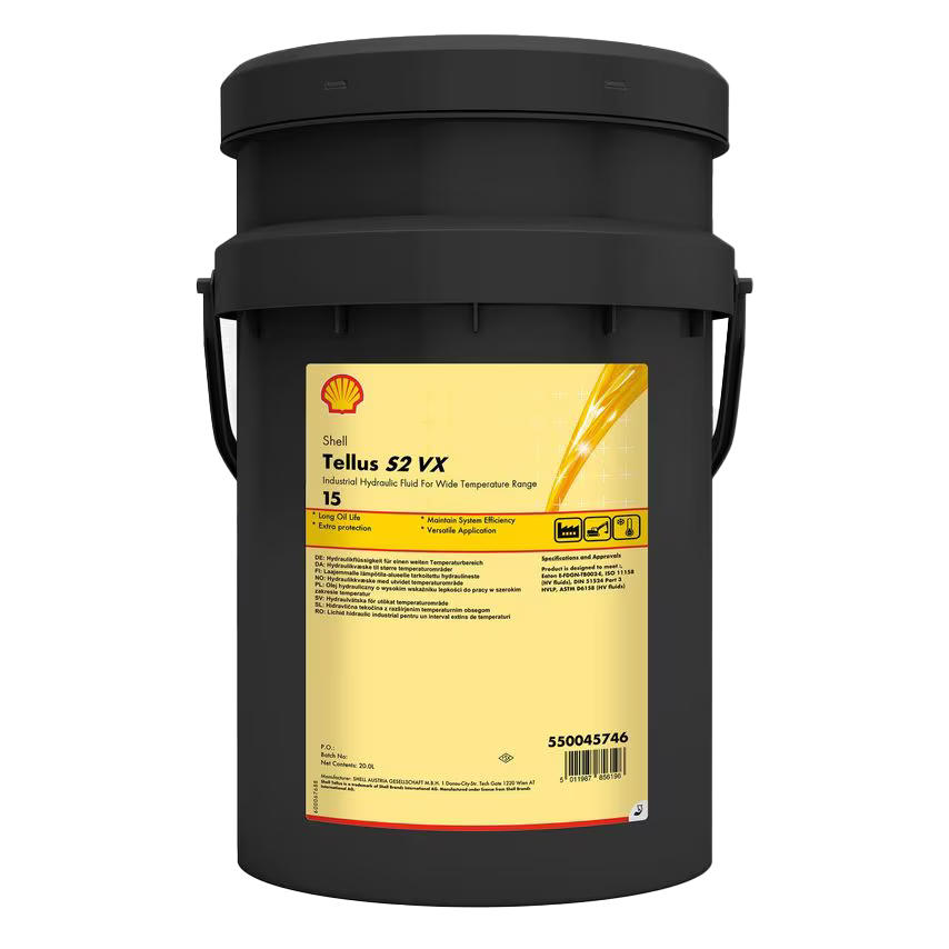 Shell Tellus S2 VX 15 High Performance Hydraulic Fluid - 20 Litres