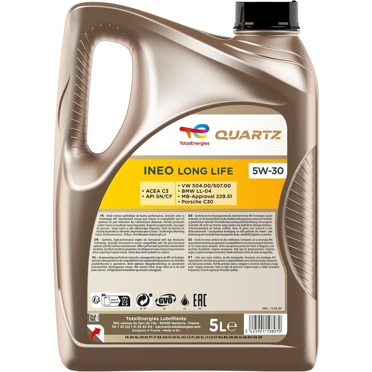 TotalEnergies Quartz Ineo Long Life Engine Oil 5W-30 5 Litres