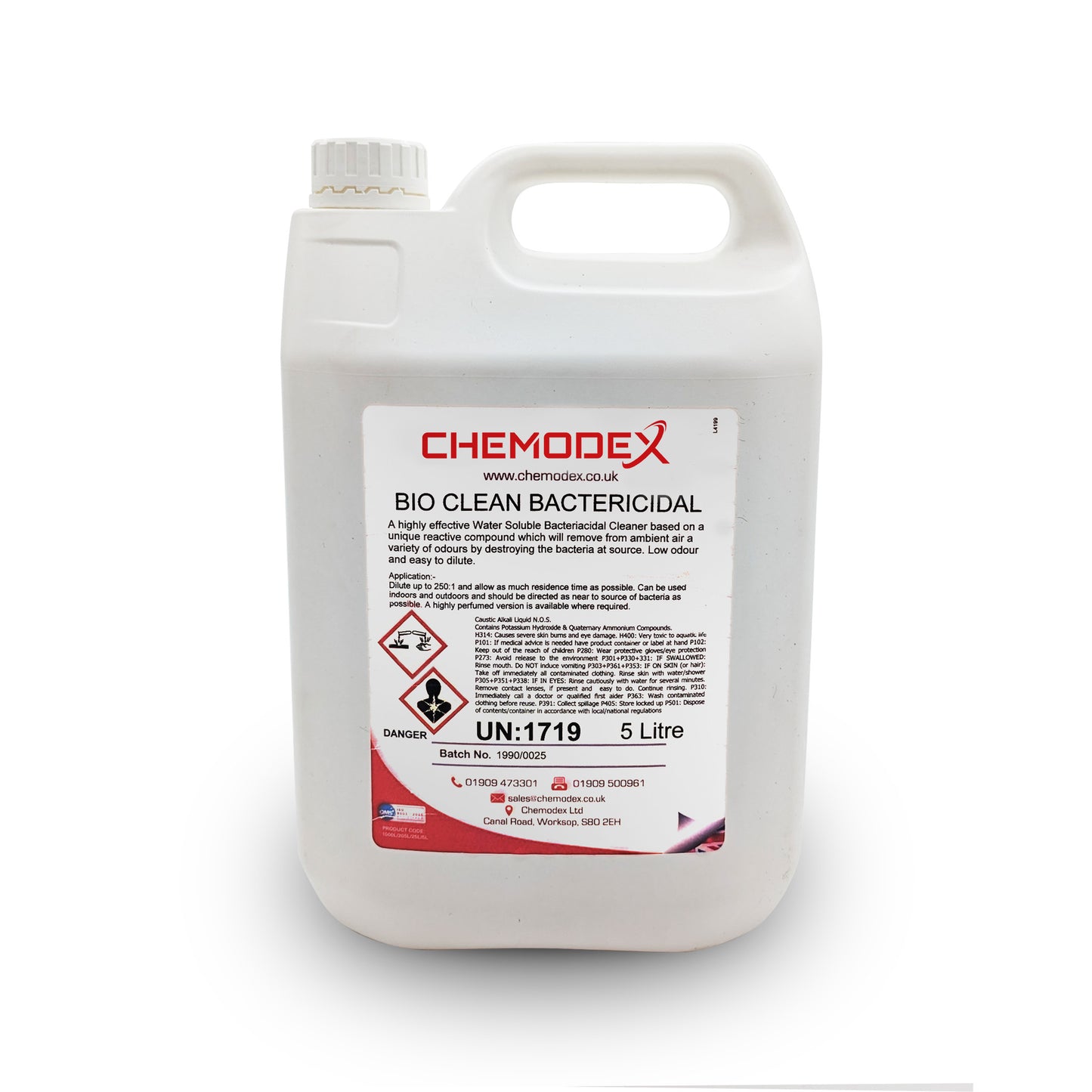 Chemodex Bio Clean Bactericidal - 5 Litres. Multi-surface Alkaline Cleaner. Highly Concentrated, Water Soluble Chemodex Bio Clean. Outdoor/Indoor Cleaning Solution.
