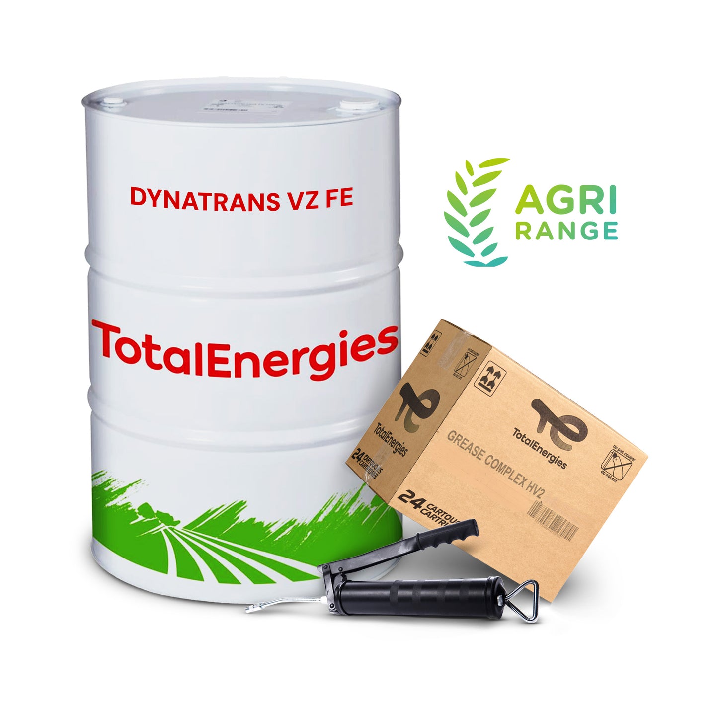 TotalEnergies Agricultural Deal : Dynatrans VZ FE 208 Litres Barrel + Free Box of Multis HV 2 Grease + Free Grease Gun