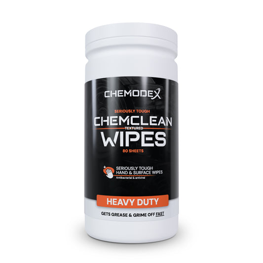 Chemclean Heavy Duty Textured Wipes (80 Pack) - Heavy Duty For DIY, Industrial - Oil Based Products Cleaner - Hand Safe - Various Sizes