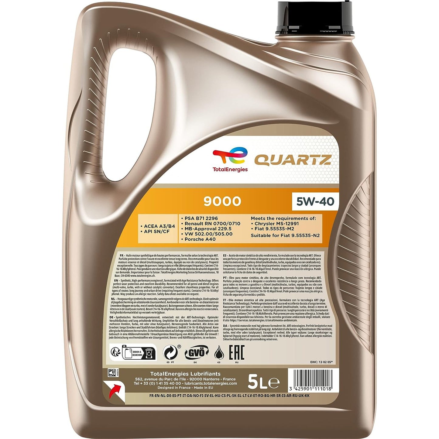 TotalEnergies Quartz 9000 5W-40 Engine Oil - 5 Litres