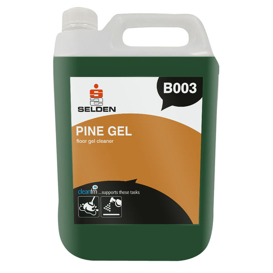 Pine Gel - Floor Cleaning Gel - 5 Litre. Pine Scented Floor Cleaning Gel. Highly Concentrated . Damp Mopping Gel. Low Foaming Floor Cleaner. Polished Floor Cleaner. Selden Daily Use Floor Cleaner. B003.10.2 pH Alkaline Floor Cleaner.