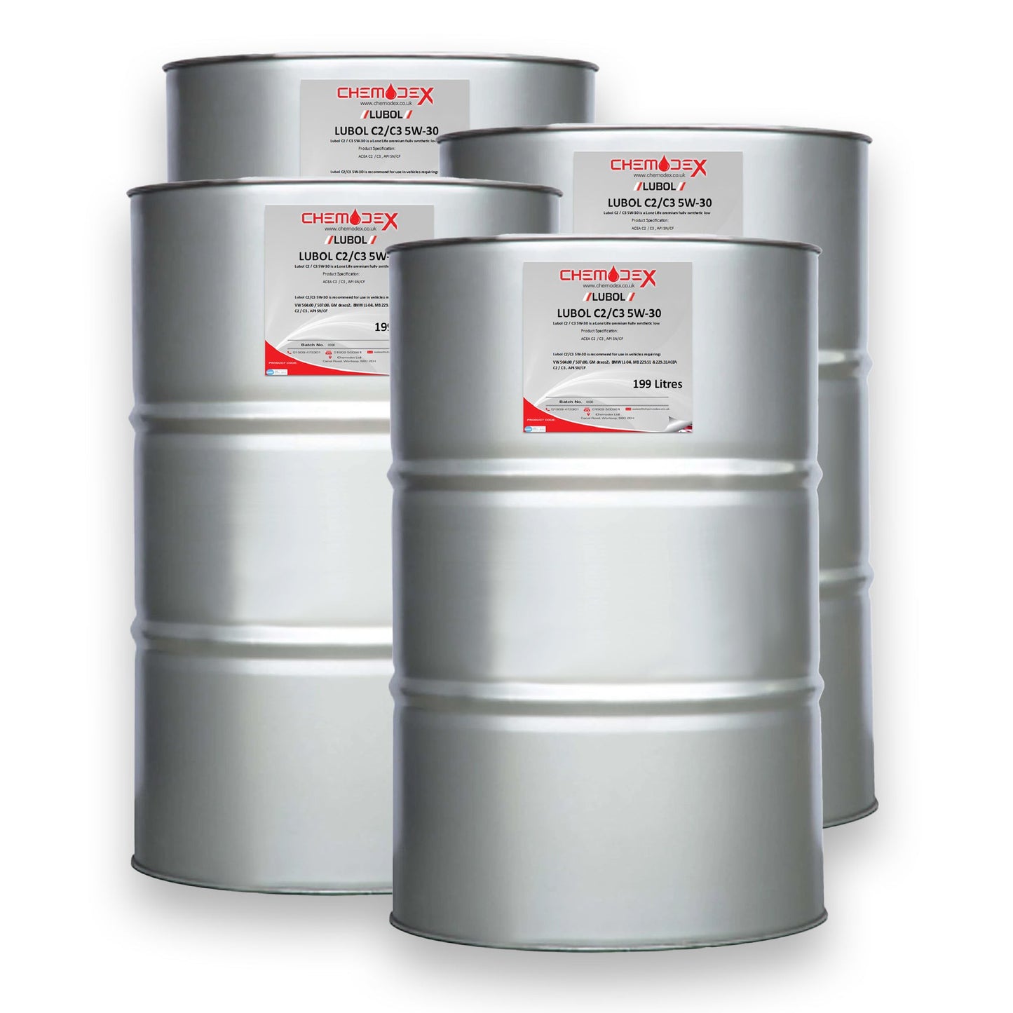 4 x Lubol C2/C3 SAE 5W30 199L Fully Synthetic Premium Engine Oil