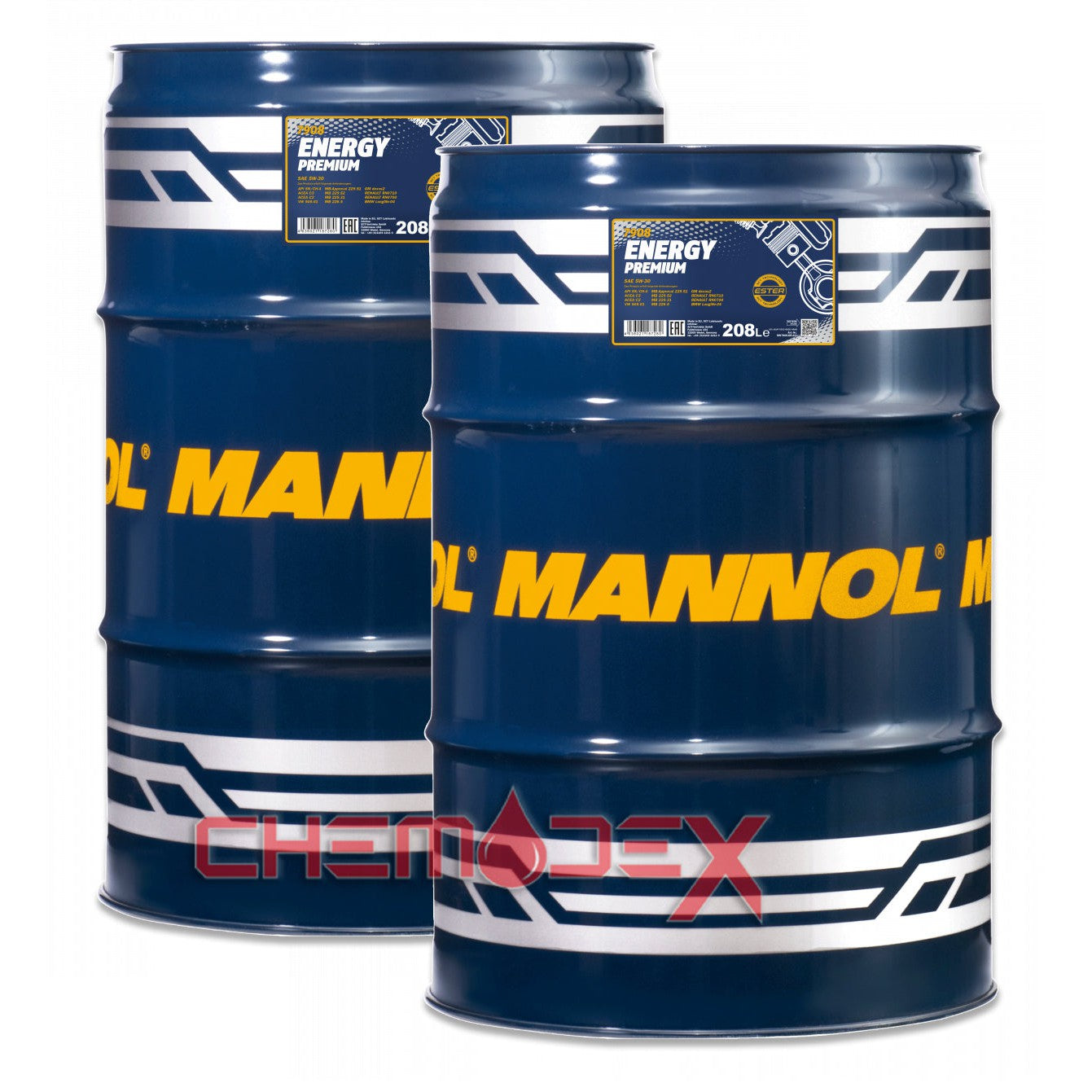 2 x MANNOL Energy Premium C2/C3 SAE 5W30 208L Fully Synthetic Premium