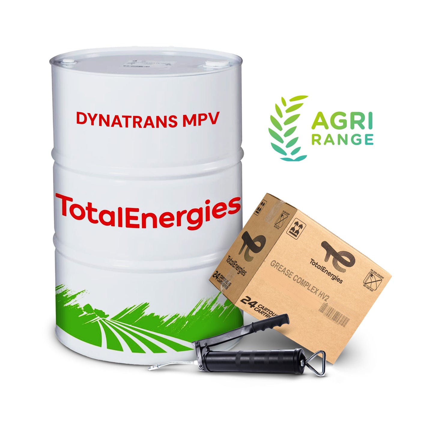 TotalEnergies Agricultural Deal : Dynatrans MPV 208 Litres Barrel + Free Box of Multis HV 2 Grease + Free Grease Gun