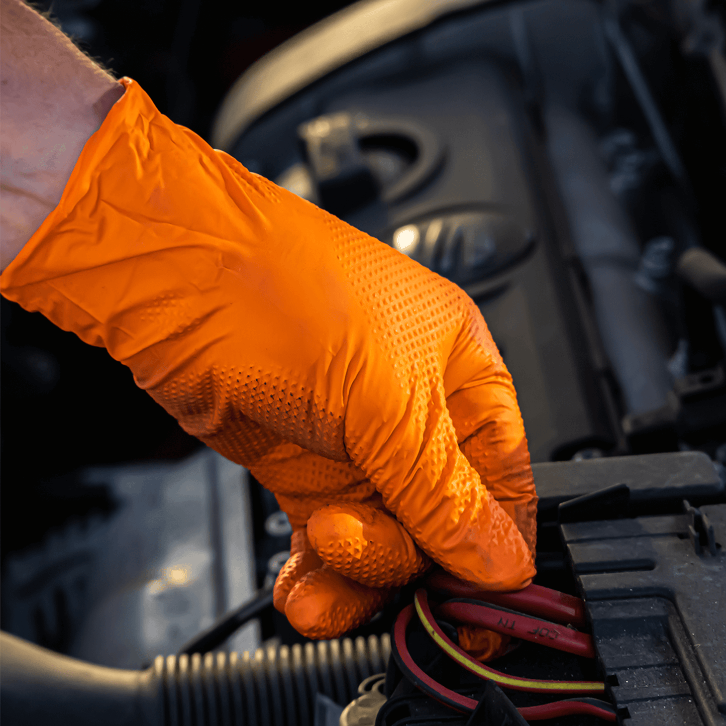 Aurelia Ignite Extra Strong, Thick Heavy Duty Orange Nitrile Gloves