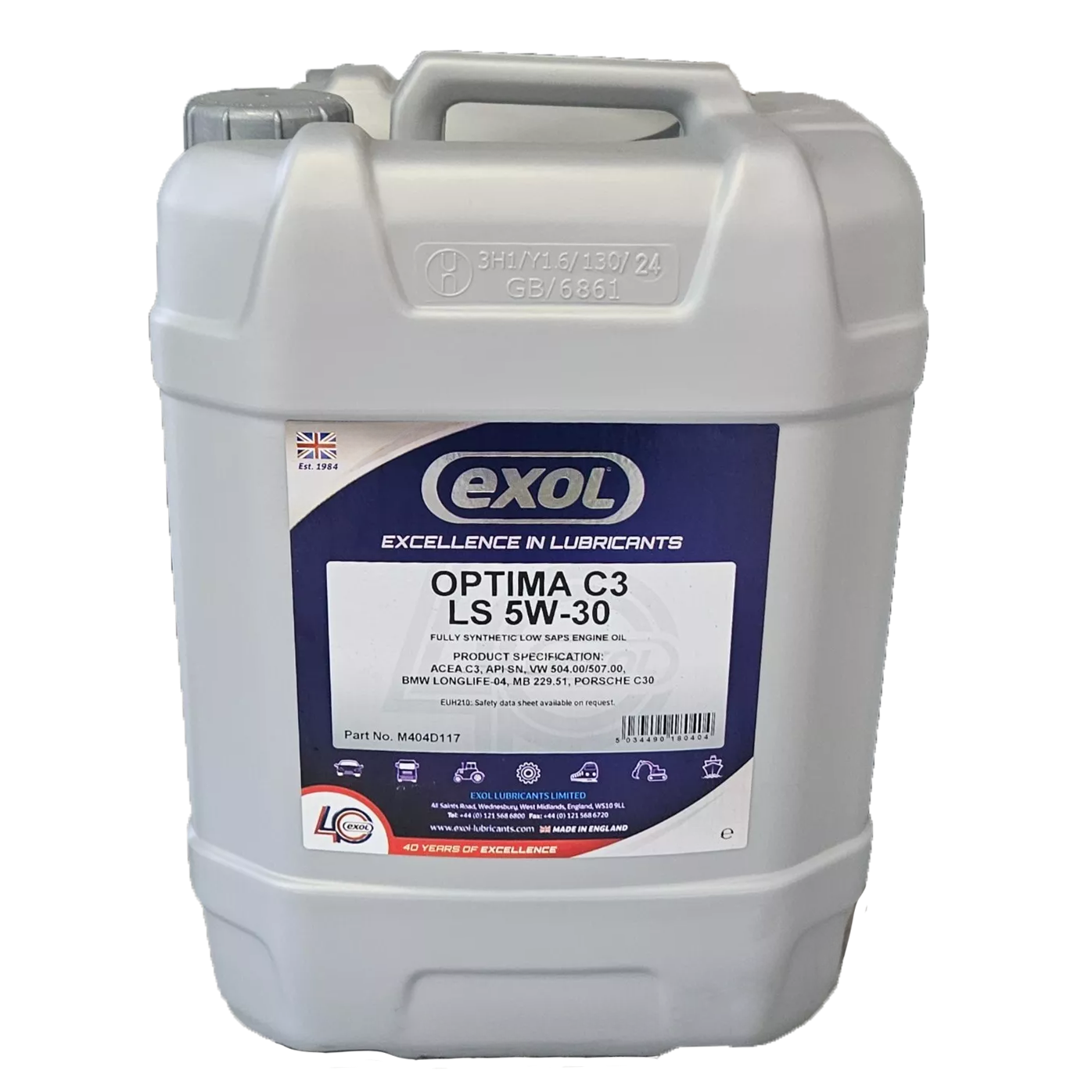 EXOL Optima C3 LS 5W-30 Low SAPS Engine Oil (M404) - 25 Litres