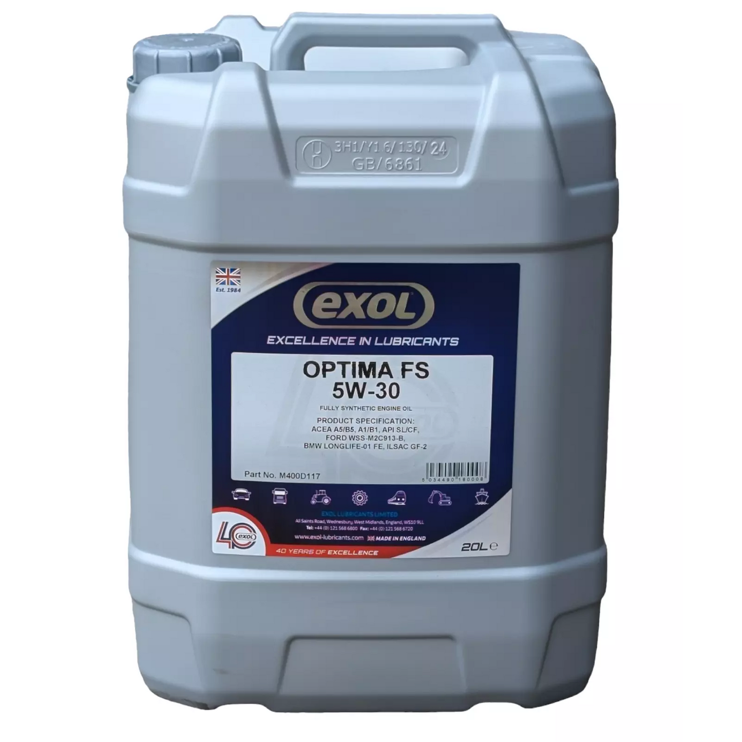EXOL OPTIMA FS 5W-30 M400 Fuel Saving Engine Oil 20 LITRE