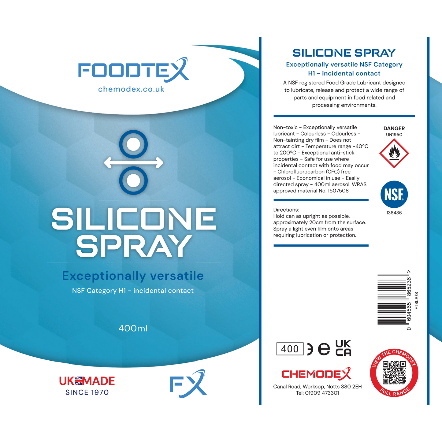 Chemodex FOODTEX Silicone Lubricant 500ml Aerosol