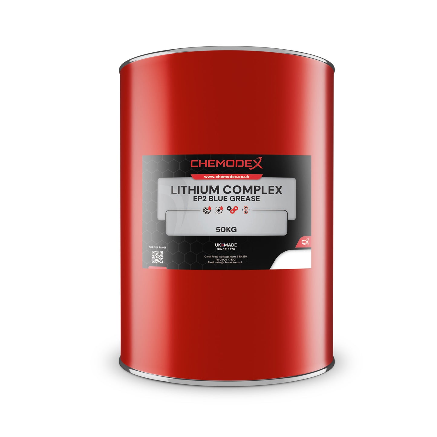 Chemodex Lithium Complex EP2 Blue Grease - 50Kg. High Temperature, Extreme Pressure, MoS2, Industrial Machinery, Automotive, Construction.