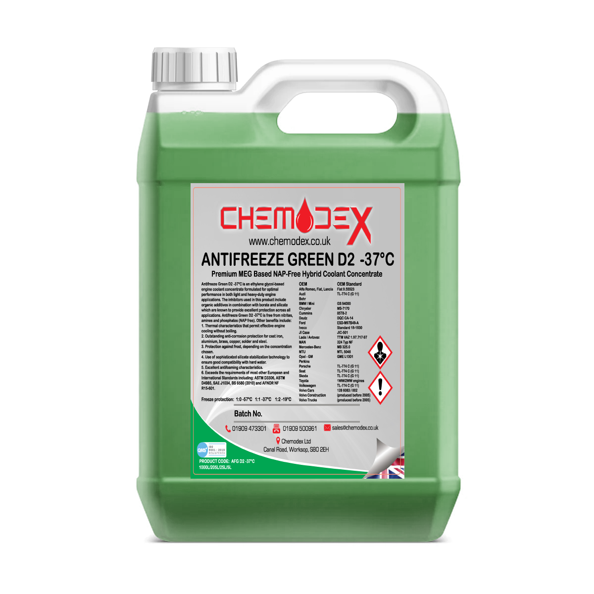 Chemodex Premium Green D2 (-37°C) Anti-Freeze - 25 Litres