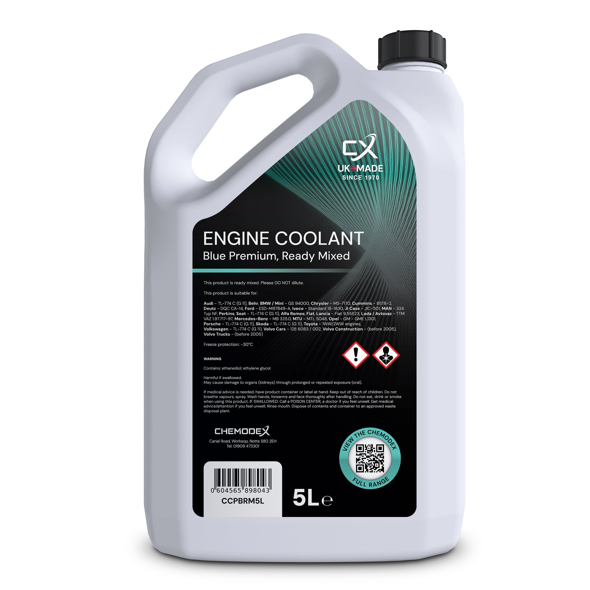 ChemCool Premium -30°C Ready To Use Blue Mixed Antifreeze Coolant 5 Litres