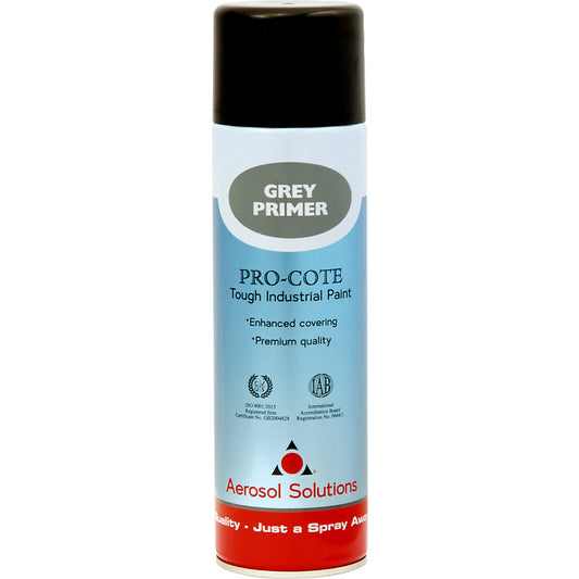 Procote Spray Paint Grey Primer Aerosol - High-Performance Primer for Metal, Plastic & Wood - Rust Inhibiting, Fast Drying, High Adhesion, Smooth Matt Finish - Fills Minor Imperfections - 500ml