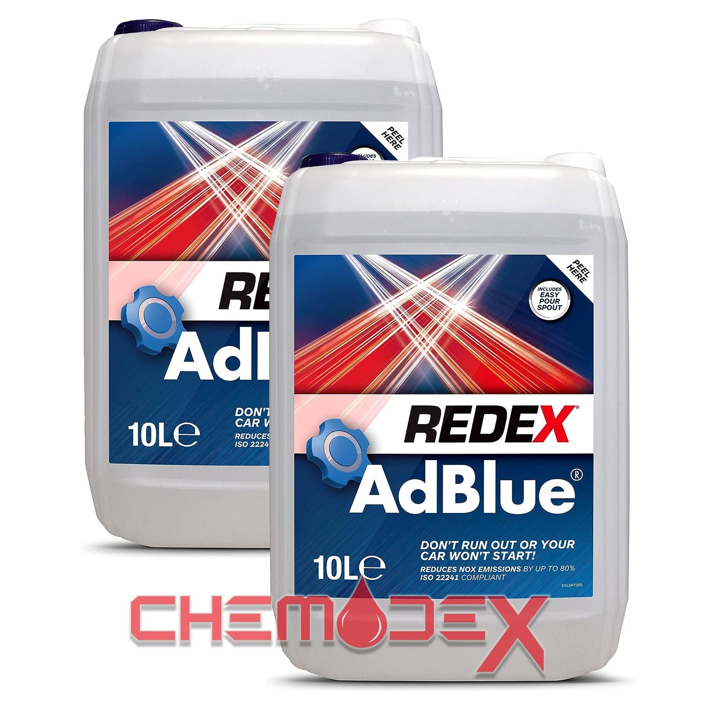 2 x 10L Redex Adblue with Easy Pour Spout, Suitable for All Makes and Models, ISO22241 Compliant, 20 Litre