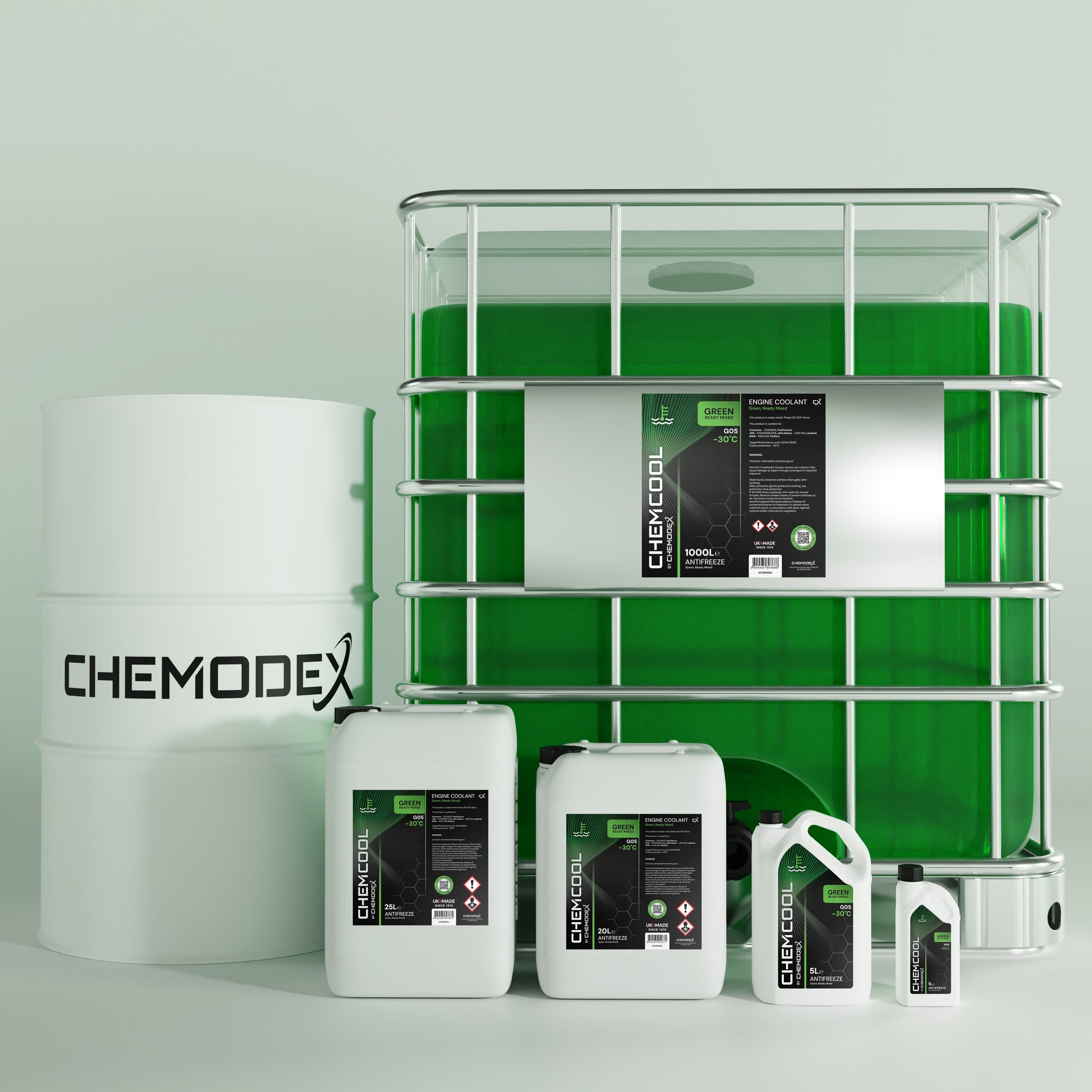 ChemCool -30°C Ready To Use, Mixed Antifreeze Coolant in Green - Various Sizes