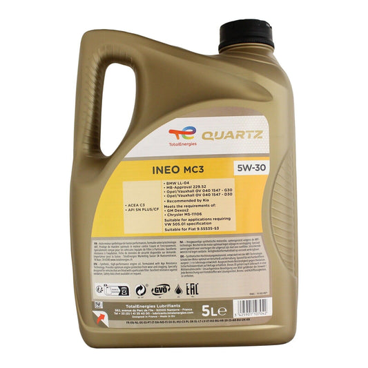 Mouseover Image, TotalEnergies Quartz INEO MC3 5W-30 Engine Oil - 5 Litres