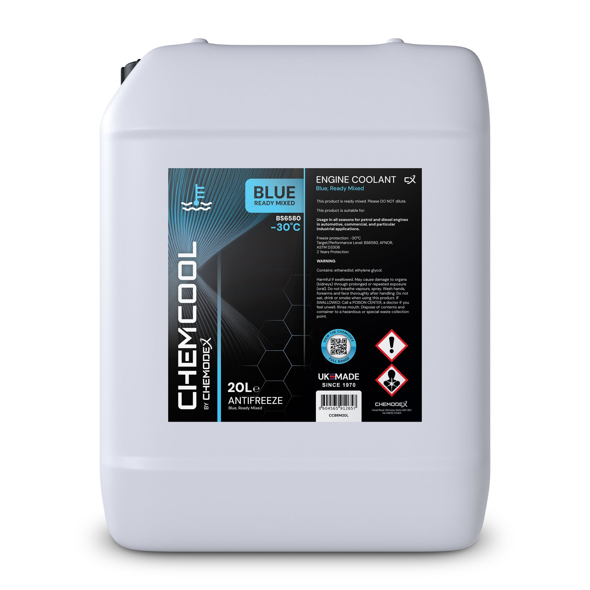 ChemCool -30°C Ready To Use, Mixed Antifreeze Coolant in Blue - Various Sizes