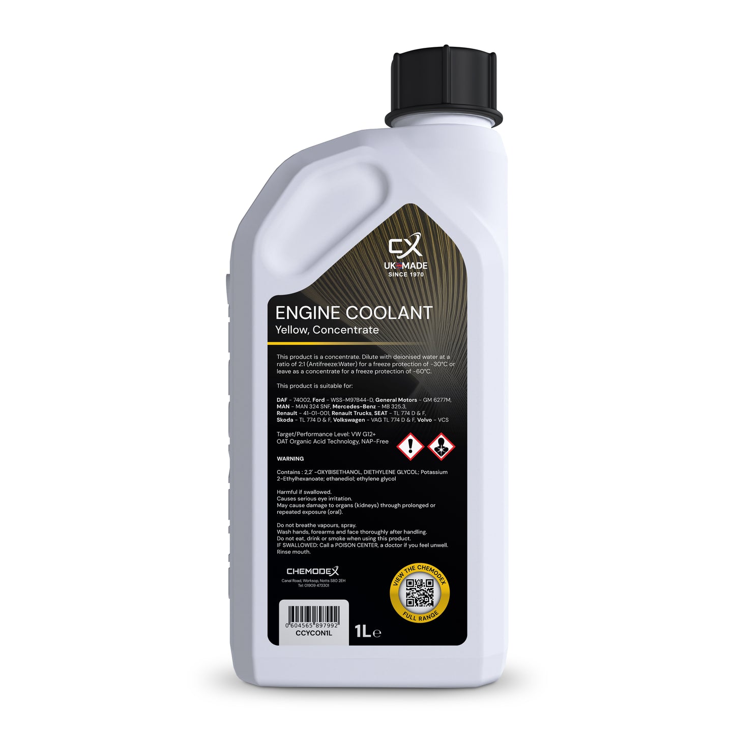 ChemCool Concentrate -60°C Antifreeze Coolant Long Life Yellow 1 Litre