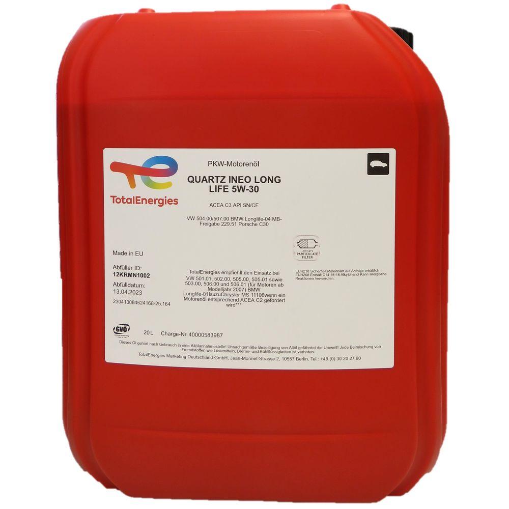 TotalEnergies Quartz Ineo Longlife 5W-30 20 Litres - Longlife Engine Oil for Modern Vehicles