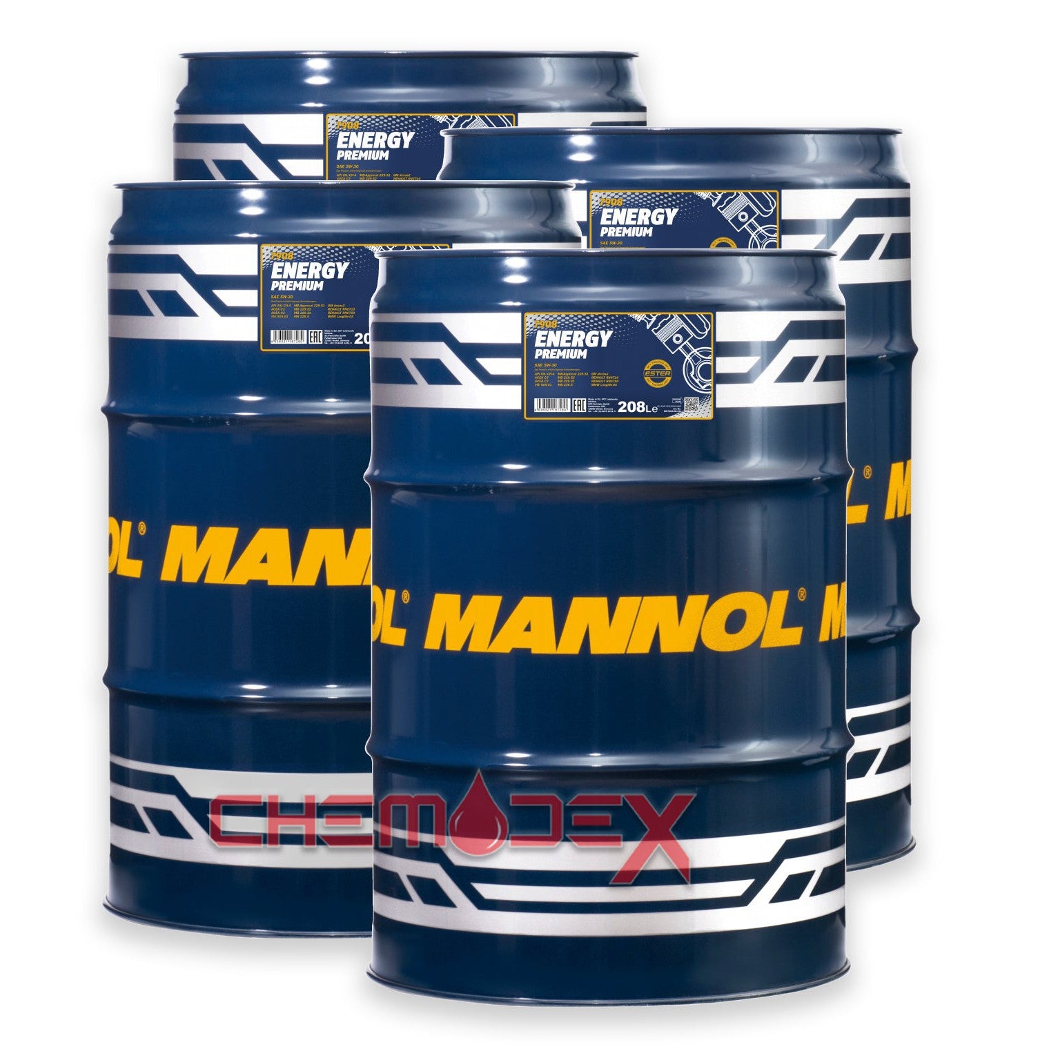 4 x MANNOL Energy Premium C2/C3 SAE 5W30 208L Fully Synthetic Premium Engine Oil