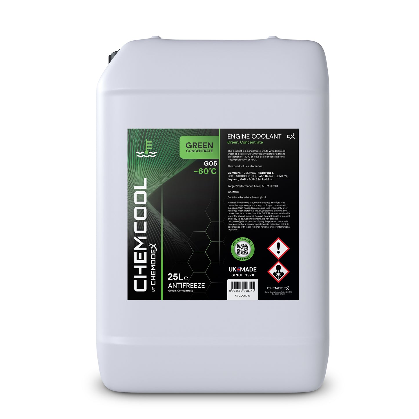 ChemCool Concentrate -60°C Antifreeze Coolant In Green - Various Sizes