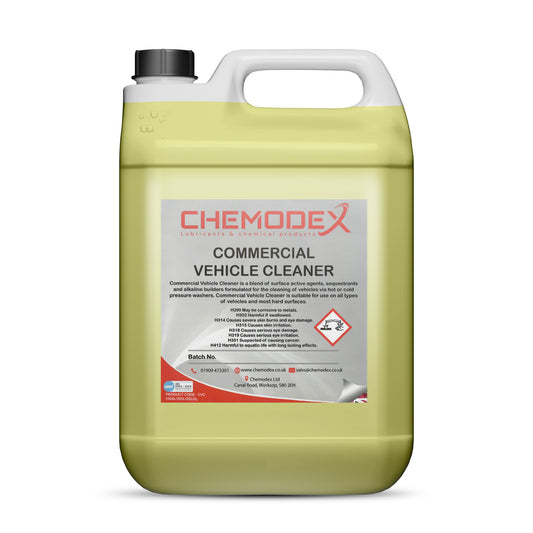 Chemodex Commercial Vehicle Cleaner - 5 Litres. Mixed Fleet Cleaner. High Performance Vehicle Wash.. All Purpose Fleet Cleaner for Trucks, Buses, Trains, Vans and Cars. Concentrated Formula for Superior Cleaning