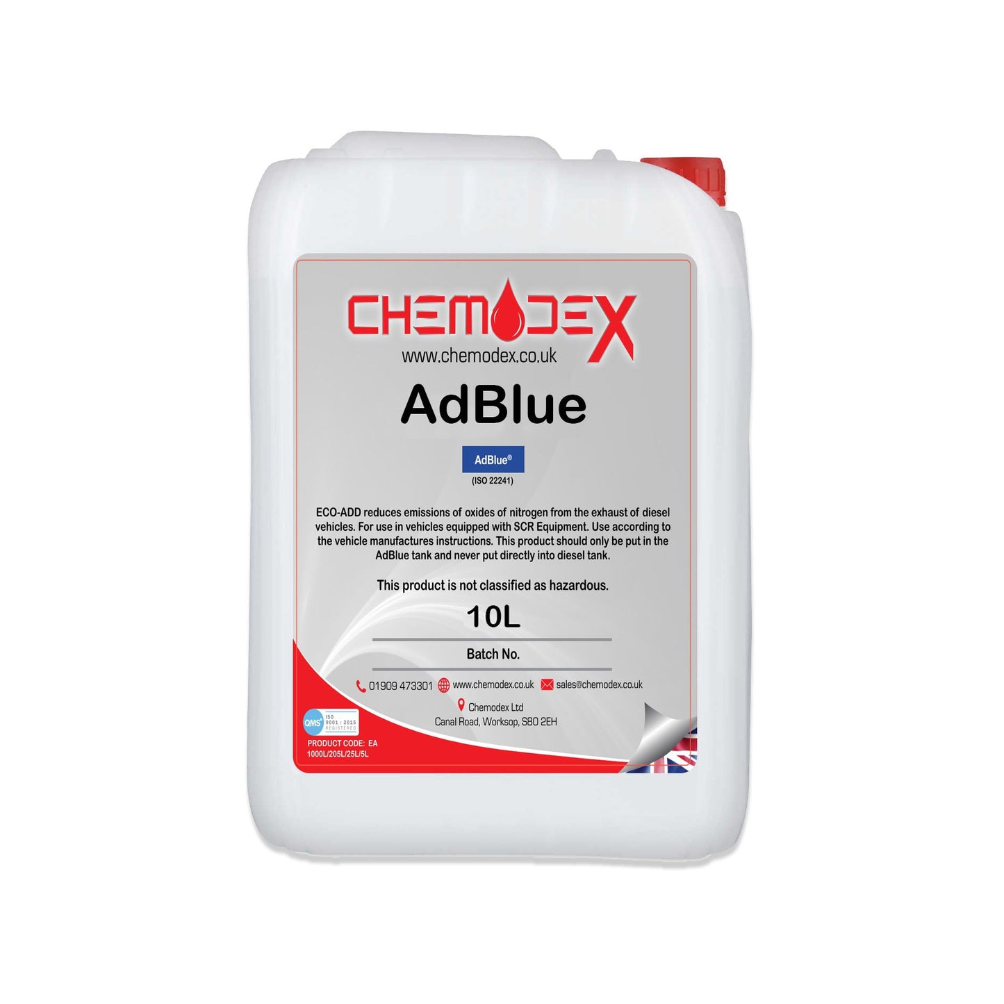 Chemodex Eco-Add Adblue in 10L,20L, 200L and 1000L Euro 5/6 ISO 22241 Compliant