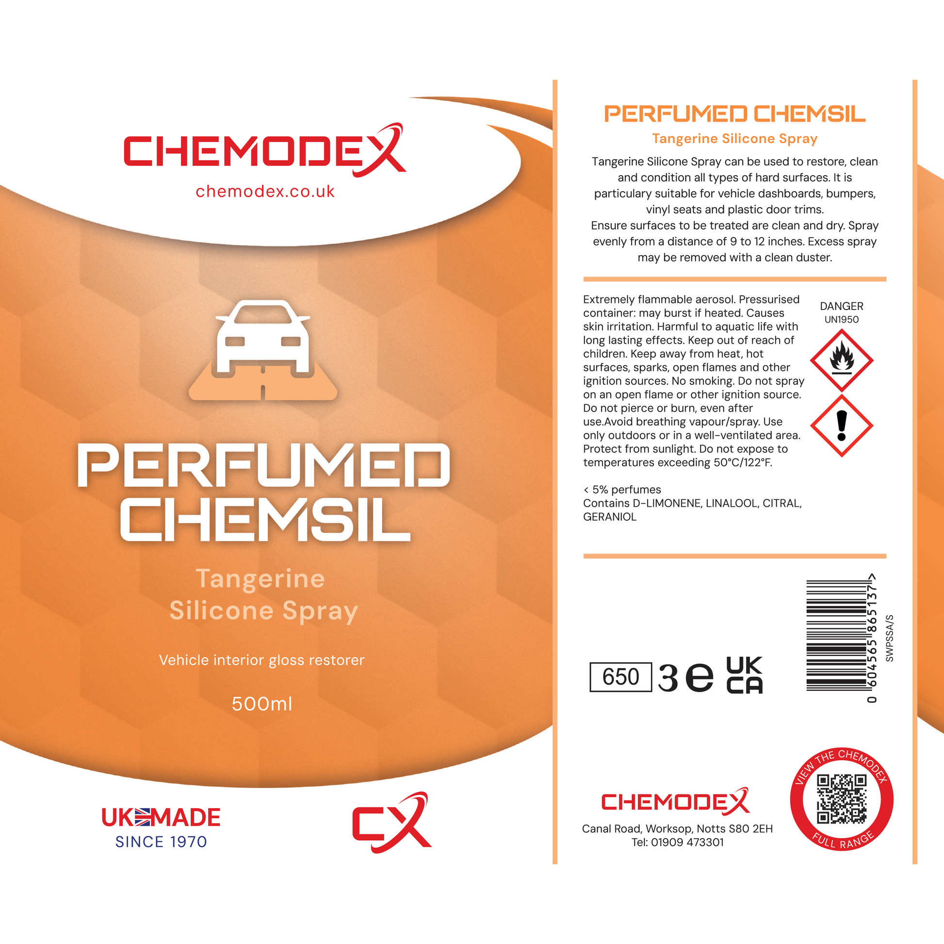 Chemodex Perfumed Chemsil High Performance Clear Silicone Lubricant Spray 500ml Aerosol