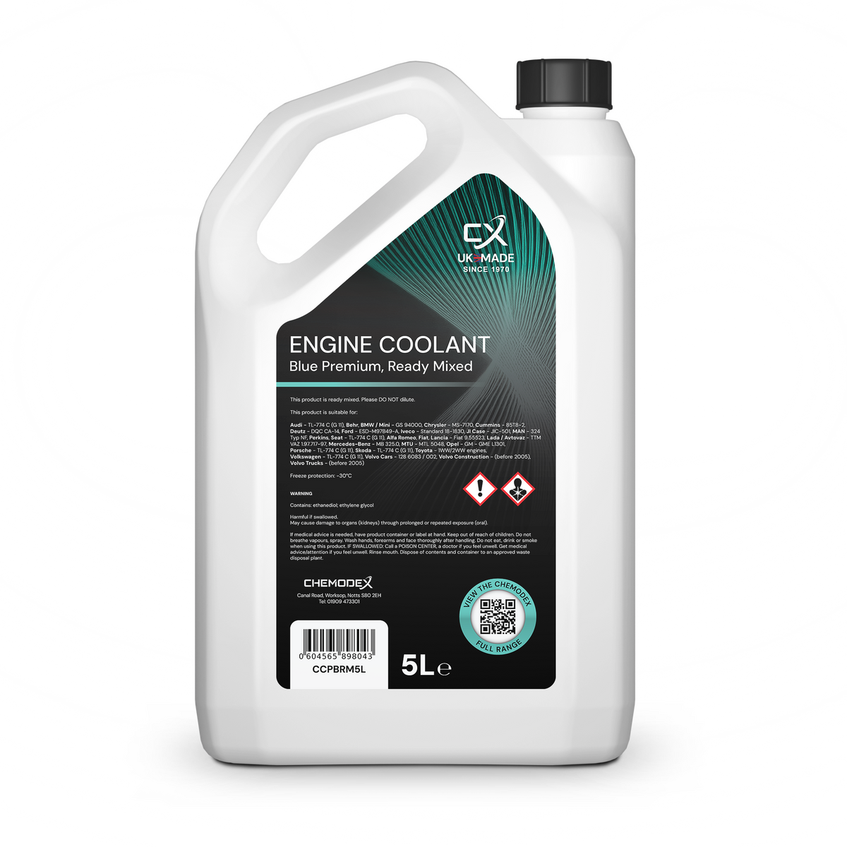 ChemCool Premium Blue Ready Mix (-30°C) Coolant 5 Litres