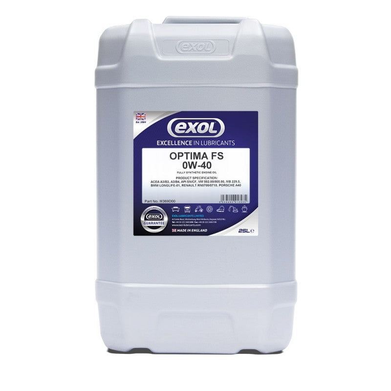 EXOL OPTIMA FS 0W-40 Engine Oil M369 20 LITRE