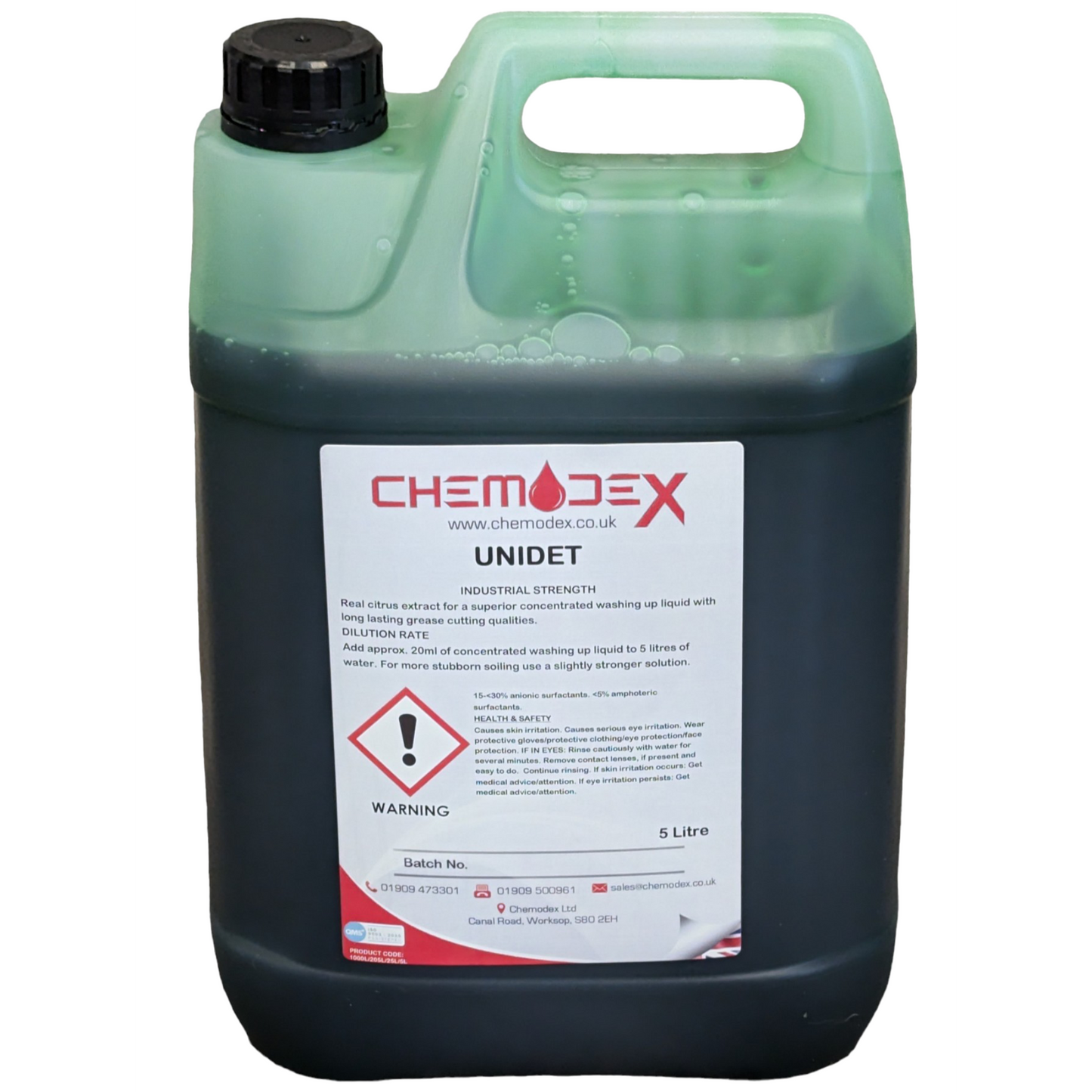 Chemodex Unidet Industrial Strength Washing Up Liquid - 5 Litres