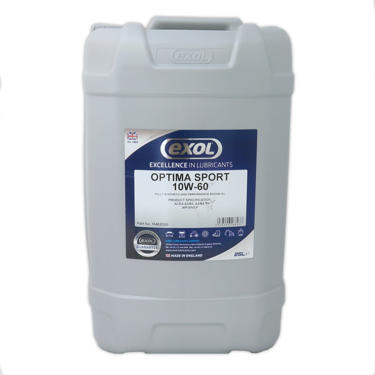 EXOL Optima Sport 10W-60 Fully Synthetic Engine Oil (M482) - 25 Litres