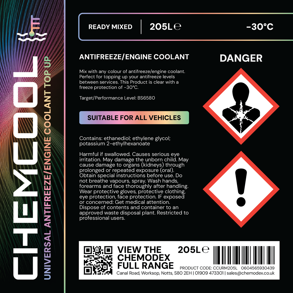 Chemcool Antifreeze - Universal Ready Mixed 205 Litre