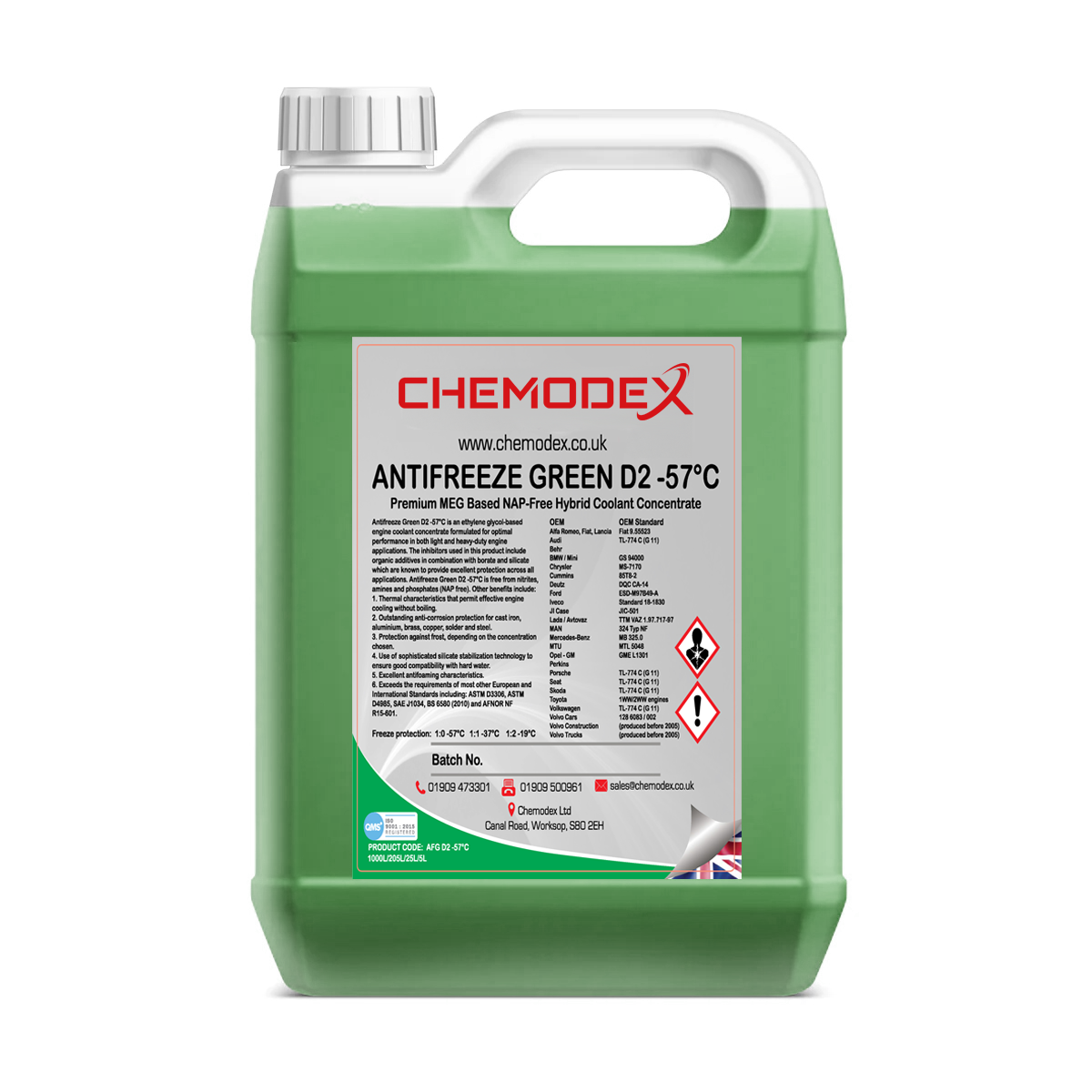 Chemodex Premium Green D2 (-57°C) Anti-Freeze - 25 Litres