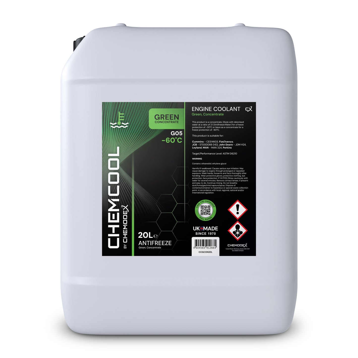 ChemCool Concentrate -60°C Antifreeze Coolant In Green 20 Litres