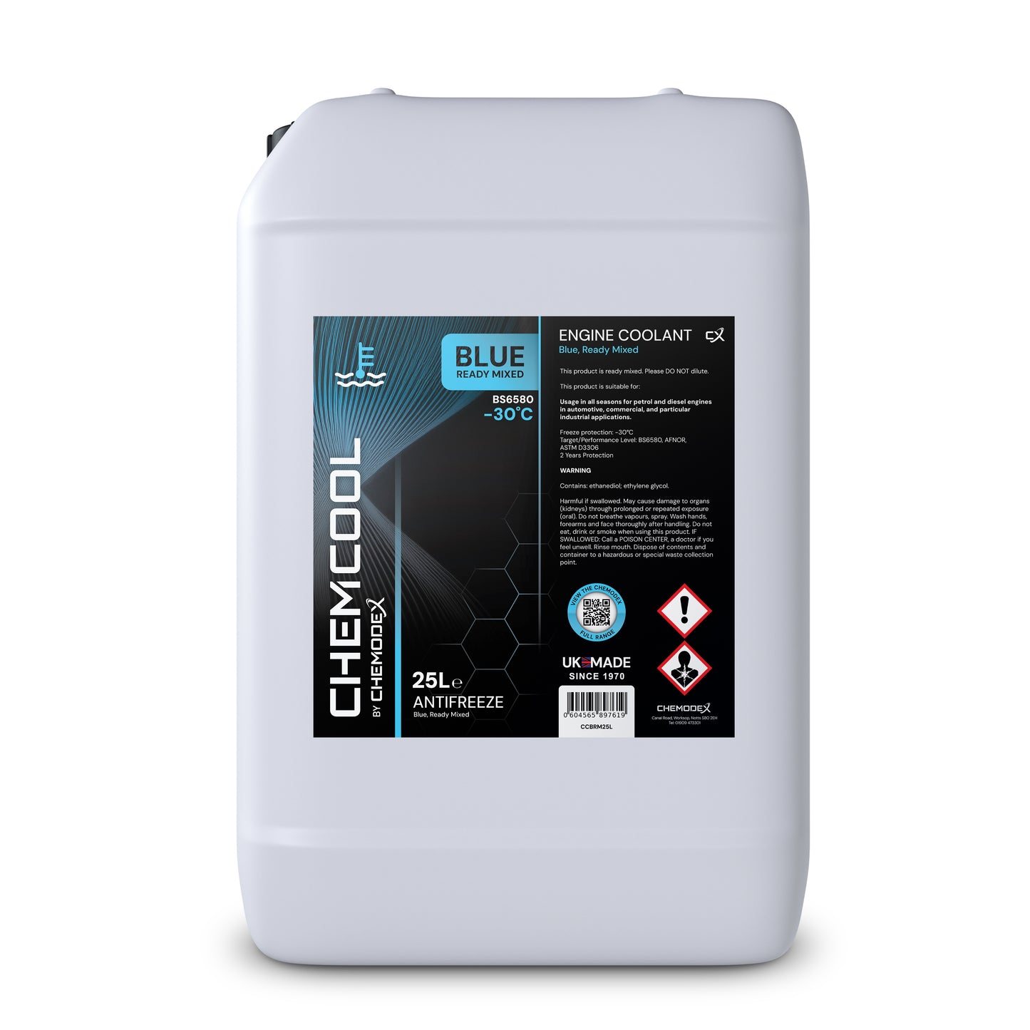 ChemCool -30°C Ready To Use, Mixed Antifreeze Coolant in Blue - Various Sizes