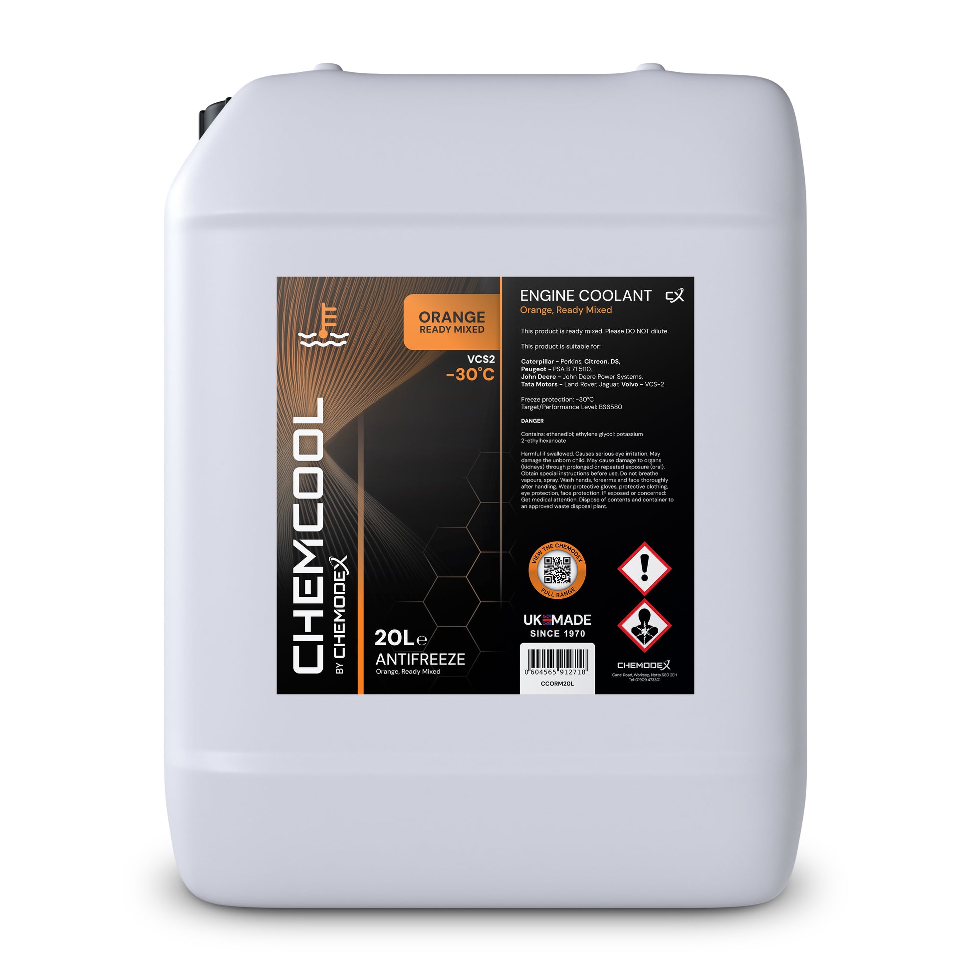 ChemCool -30°C Ready To Use, Mixed Antifreeze Coolant in Orange - Various Sizes