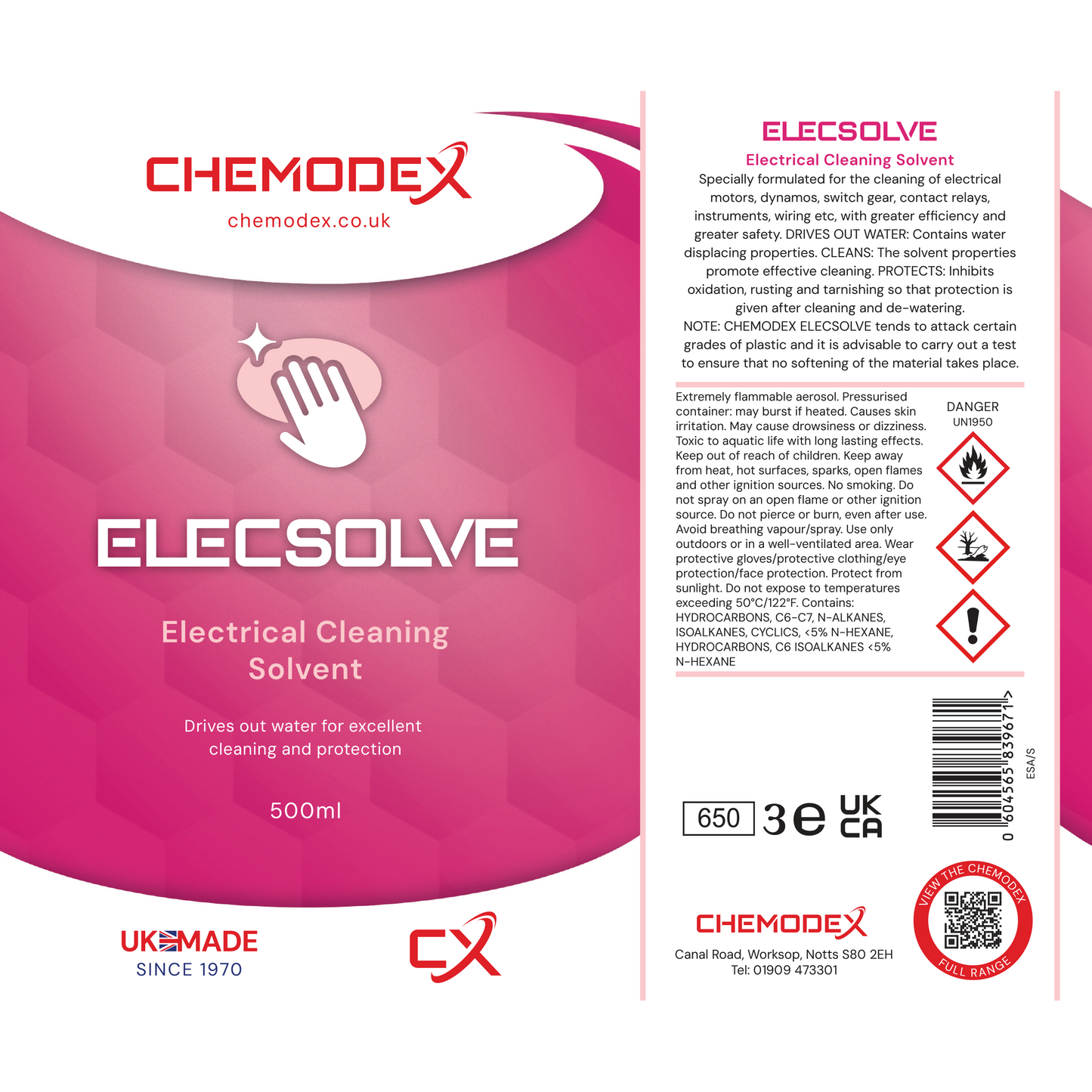 Chemodex Elecsolve Electrical Cleaner 500ml Aerosol