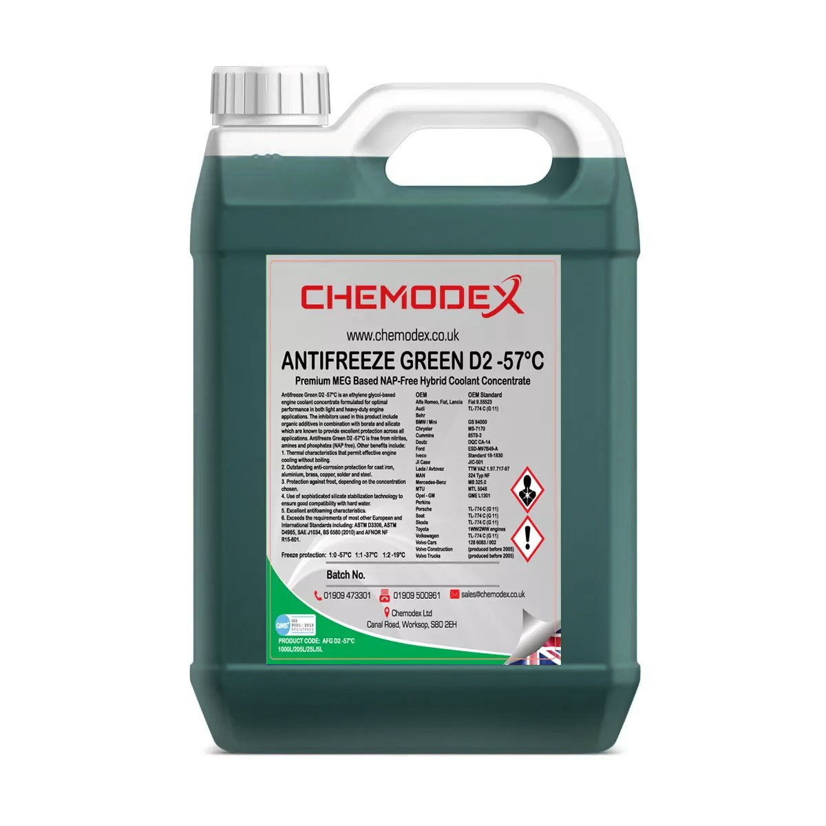 Chemodex Premium Anti-Freeze - Green D2 (-57°C) - 5 Litres