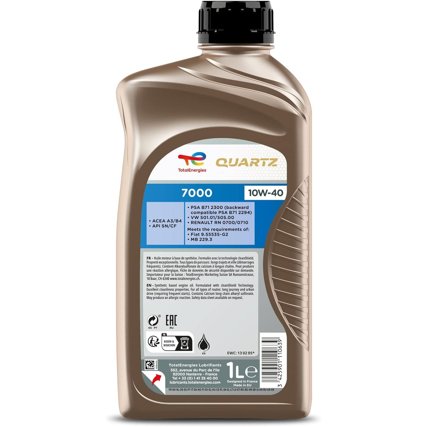 TotalEnergies Quartz  7000 10W-40 Synthetic Engine Oil 1 Litre