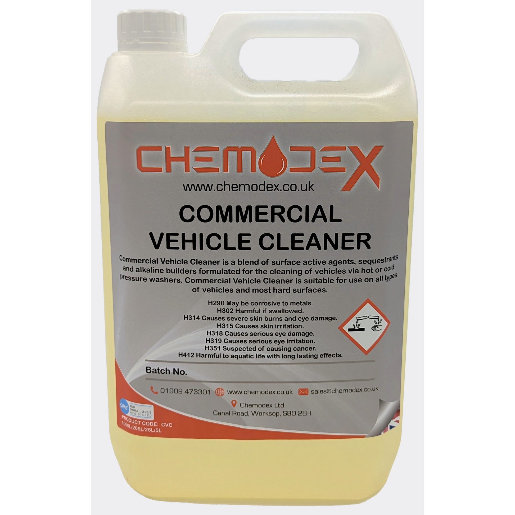 Chemodex Commercial Vehicle Cleaner - 5 Litres. Mixed Fleet Cleaner. High Performance Vehicle Wash.. All Purpose Fleet Cleaner for Trucks, Buses, Trains, Vans and Cars. Concentrated Formula for Superior Cleaning