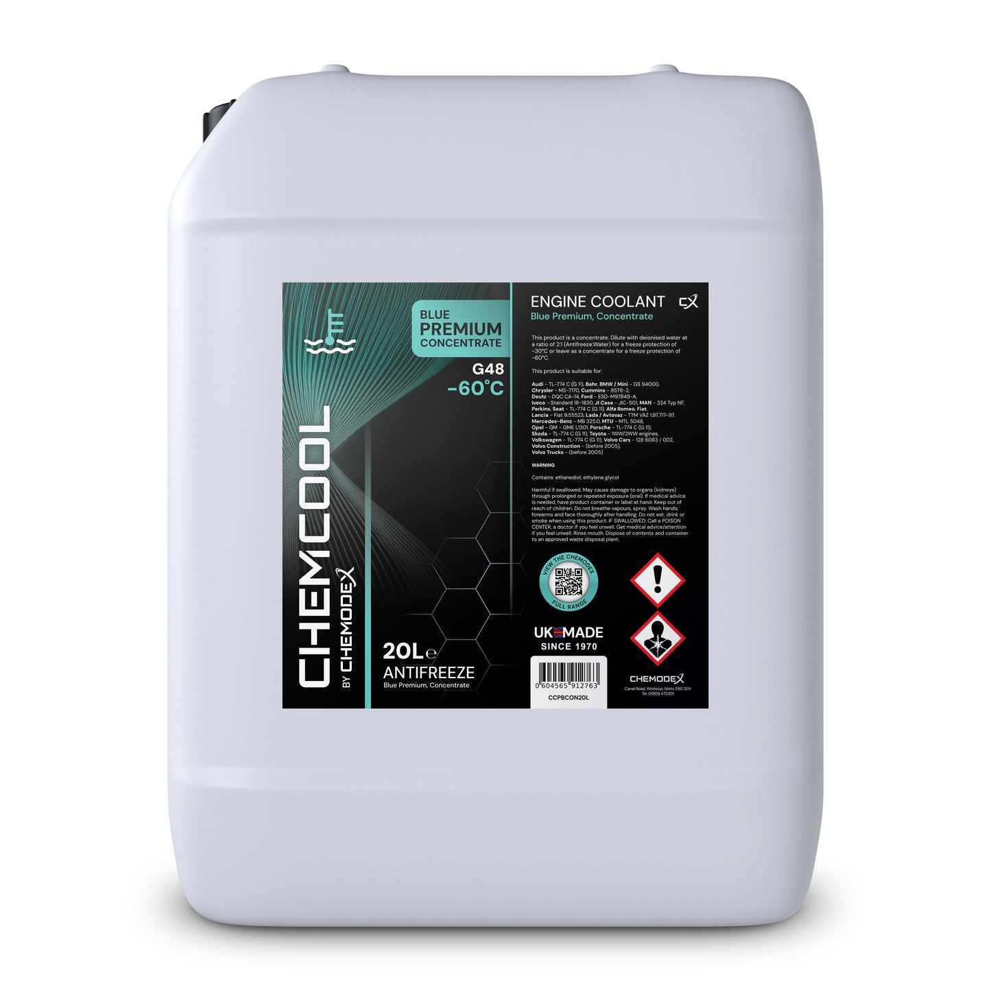 ChemCool Premium Concentrate -60°C Antifreeze Coolant In Blue 20 Litres