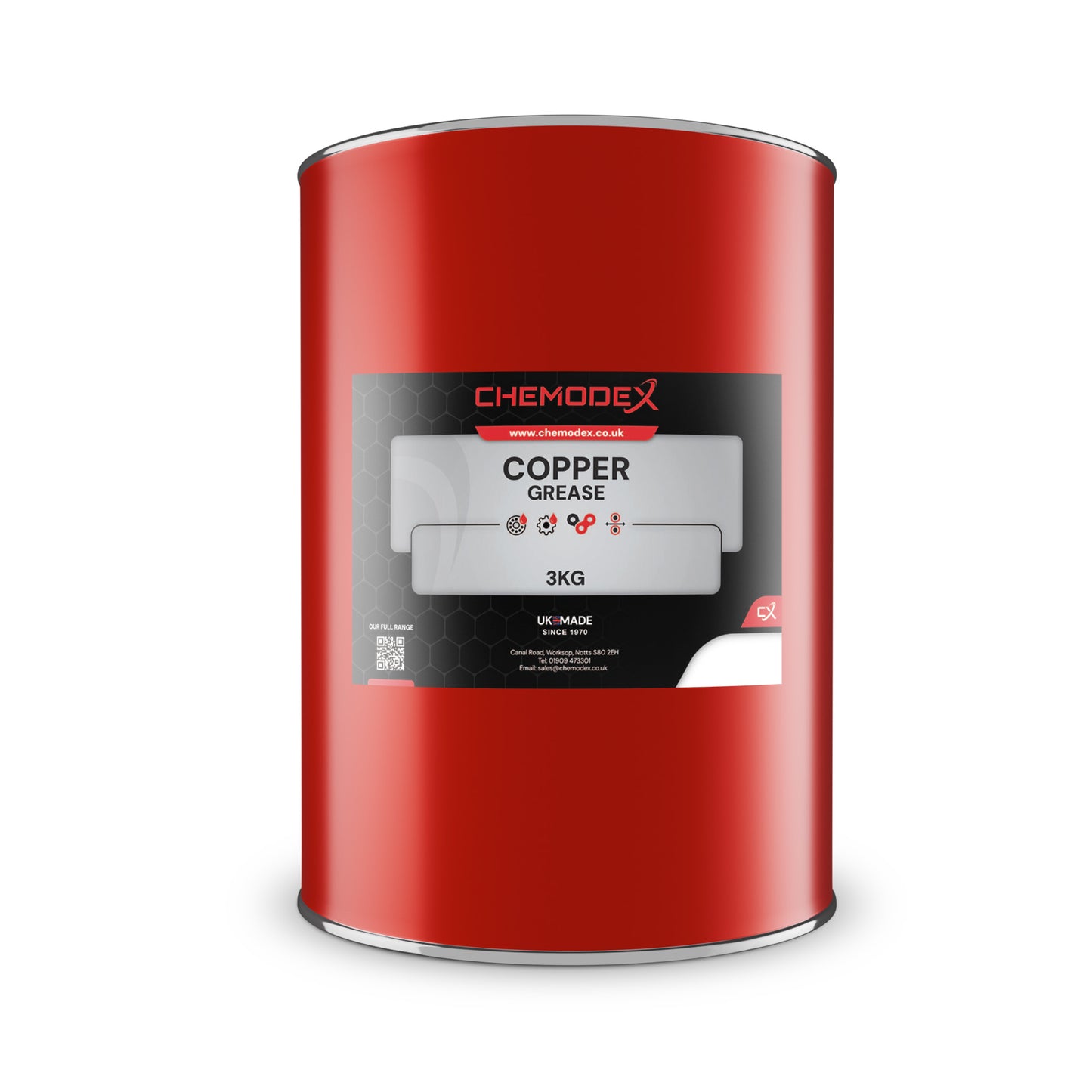 Chemodex Copper Grease 3kg | High-Temperature Anti-Seize Compound | Waterproof & Corrosion Resistant | For Marine, Industrial & Automotive Applications | Protects Bearings, Bolts, Studs, Threads | Reduces Friction & Wear | Prevents Galling & Seizure 